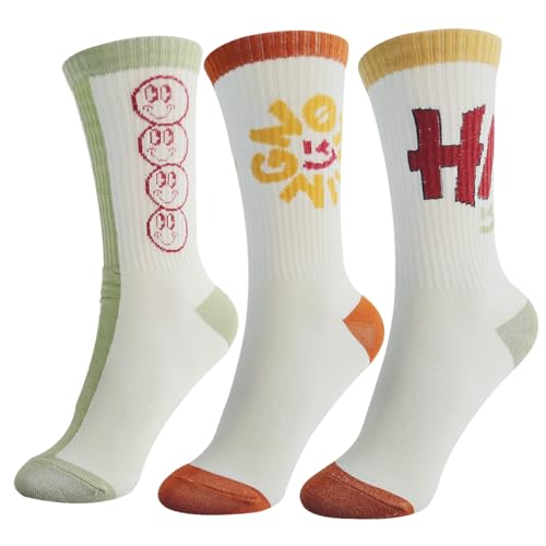 Image of Women's stockings 3 pieces | Smiling face combed cotton | Slip-proof cuffs | Spring and Summer white socks