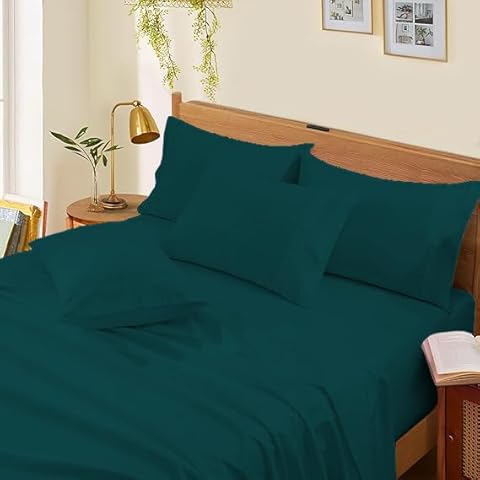 Queen Size Bed Sheets -21" Inch Deep Pocket - 4 Pcs Sheet Set 800 Thread Count 100% Egyption Cotton Teal Solid Luxury Super Softness Premium Hotel Quality Cover