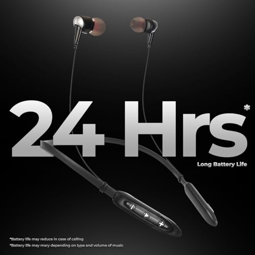 Image of Bluetooth Neckband Earphones with Mic | Crystal Clear Audio | Deep Bass, Noise Isolation, Magnetic Earbuds, Long Battery Life,Model Core NB101 for Sports & Workouts (Black)