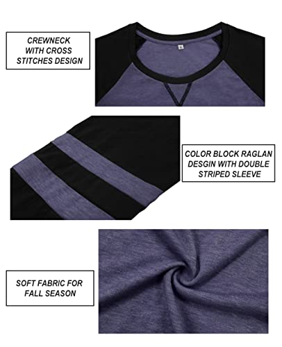 Image of CARCOS Plus Size Tops for Women Long Sleeve Fall Tunic Color Block Camo /Plaid /Leopard /Fall Blouse Crewneck Tshirt XL-5XL