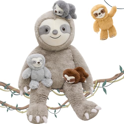 Tezituor 5Pcs Sloth Stuffed Animals Set, 22 inch Large Mommy