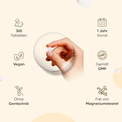 Vitamin B12-500mcg pro Tablette - 365 vegane Tabletten - 1 Jahr Vorrat - Reines Methylcobalamin - Vitamin B 12 trägt zur normalen Funktion des Nervensystems bei (EFSA) - Glutenfrei - WeightWorld