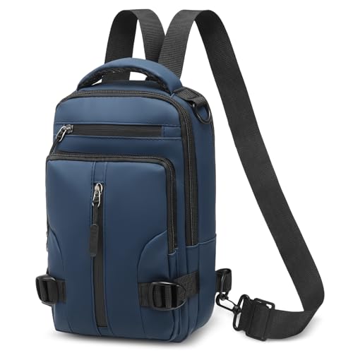 SUIKIHUM Mochila cruzada antirrobo, bolsa convertible ligera con una correa, paquete casual para mujeres y hombres, azul oscuro, S