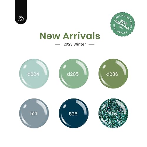 Image of Beetles Green Gel Nail Polish Set - 6 Colors Green Gray Blue Glitter Nail Gel Polish Soak off Uv Gel Nail Art Manicure Gifts for Women