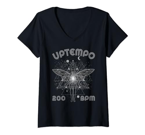 Mujer uptempo 200 bpm Gabber Música Hardcore Techno Gabber Camiseta Cuello V