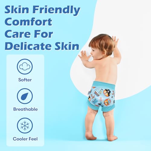 Image of ALVABABY 3 Pack Reusable Baby Boys Swim Diapers UPF 50+ Washable Toddler Beach Diapers