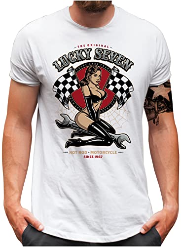T-shirt Lucky 7 homme pin up racing pour un look motard lors des rassemblements auto