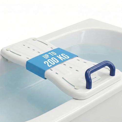 Eazy Premium Lightweight Bath Board for Elderly Heavy Duty Adjustable Bath Bench Transfer Board with Grip Handle Fast Drainage High Weight Capacity Bath Seat for Disabled Adults Bathroom Aids