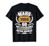Vintage Mars 1966 Cadeau Anniversaire 60 Ans Homme Femme T Shirt