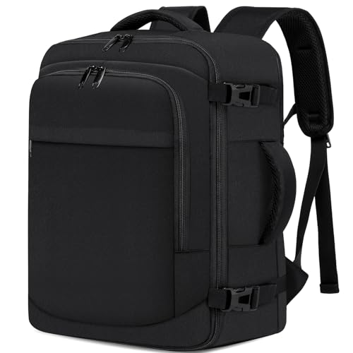 Bagaż Podręczny 40x30x20, Plecak Podróżny Męski i Damski do Ryanair, Wizzair, Vueling,Eurowings,Easyjet,24L Cabin Bag Travel Backpack do Pracy, Biznesu i Podróży Bagaż Laptopa 15.6 Cali, Czarny