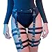 Gemily Punk Waist Chain Belt Leather Black Body Chain Party Leg Harness Garter Rave Body Jewelry for Women and Girls (4)