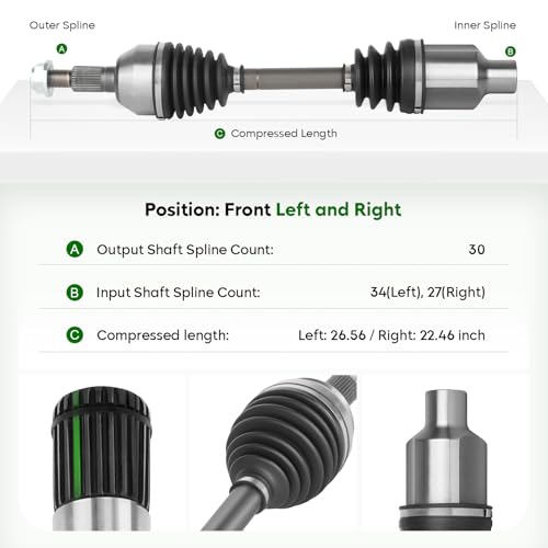 2 Pack Front CV Axle Shaft Assembly for 2010-2016 L4 2.4L by Youxmoto - Used condition - Image 4