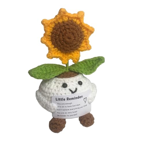 ZHTLYPAJK Positive Sunflower Crochet | Emotional Support Little Reminders Handmade Inspirational Gifts for Women Teens Birthday Anniversary Christmas Cheer up Gifts (Sunflower)