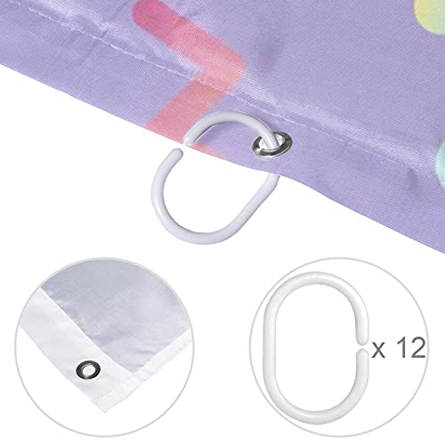Rideau de douche lavable imprimé graffiti violet avec 12 anneaux inclus - 5
