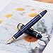 Lanxivi Yongsheng 629 Fountain Pen Blue Resin, Piston Filling 14K Medium Nib Torpedo Shape Gold Pen with Pen Case Set