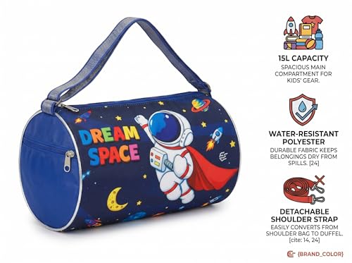 Image of Kids Unicorn Duffle Bag for Girls | Pink Magic Rainbow Barrel Travel Bag | Lightweight Polyester Shoulder Bag for School, Gym, Swimming, Dance, Picnic & Weekend Trips | Age 3-12 Years