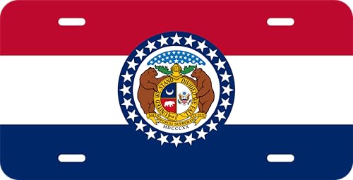 DMSE Missouri State Flag License Plate - 11.99''x5.99''- Premium Textured Finish Front Bumper Tag - Heavy-Duty Aluminum, UV-Resistant & Made in USA.