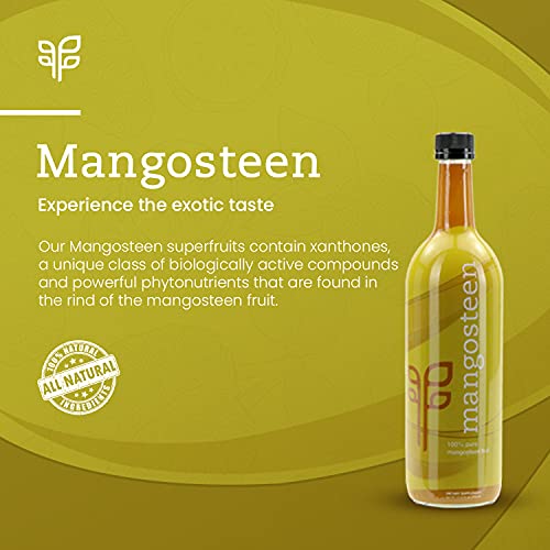 Pure Mangosteen 750ml - Mangosteen the \"Queen of Fruits\" with Xanthones, Antioxidant, Active Compounds and Phytonutrients Properties, Natural Fresh Mangosteen, Vegan, Kosher & Gluten-Free