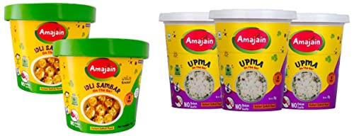 Image of AMAJAIN Instant Idli Sambar + Instant Upma Combo