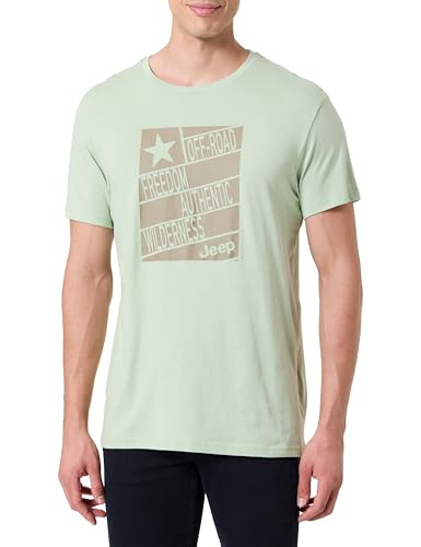 JEEP J Man T-Shirt Off-Road|Freedom|Authentic|Wilderness Large Print J24s Camiseta DE Manga Corta, Palas Jade, L para Hombre