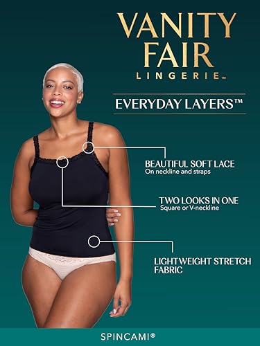 Vanity Fair Women's Perfect Lace Spincami Camisole 17166, Midnight Black, Extra Large - image 7