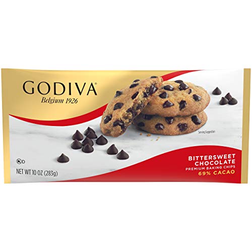 GODIVA Bittersweet Chocolate Premium Baking Chips (11 oz Bag, Pack of 12)