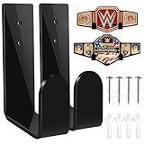 Goqeut Championship Belt Wall Mount Display Holder Set, Professional Wrestling Title Belt Hanger for WWE AEW Belts, Easy Install Wall Organizer Rack (2Pcs Black)