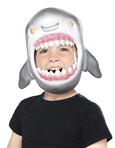 Smiffys Kinder Unisex Hai Maske, Ganzer Kopf, One Size, Grau, 46975