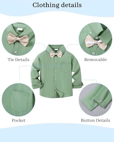 Image of YUEMION Toddler Baby Boy Clothes Suits Gentleman Dress Shirt+Bowtie+Vest+Suspender Pants Boy Formal Wedding Outfits Set 1-5T