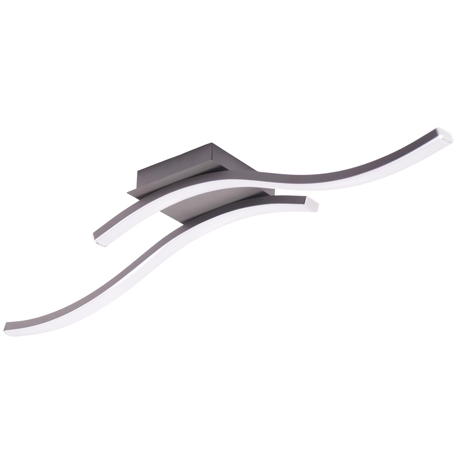 Happy Homewares Double Wavy Strip Grey Sand Flush LED Ceiling Light - 67cm Wide