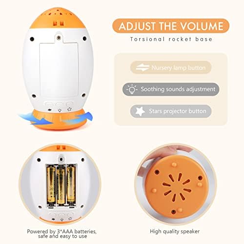 Nueplay Baby Sleep Soother with Night Light and Star Projector, Portable White Noise Sound Machine for Travel, Suitable for Toddlers Kids (Orange)