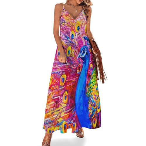 Robe longue paon coloré légère pour éviter la chaleur en voyage