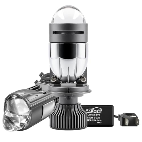 Image of Carzex 150W Mini Projector H4 LED Headlight Bulb Super Bright 12,000LM - 6500K Cool White Dual Beam LED for Cars with H4 Socket, High Power Headlamp Projector