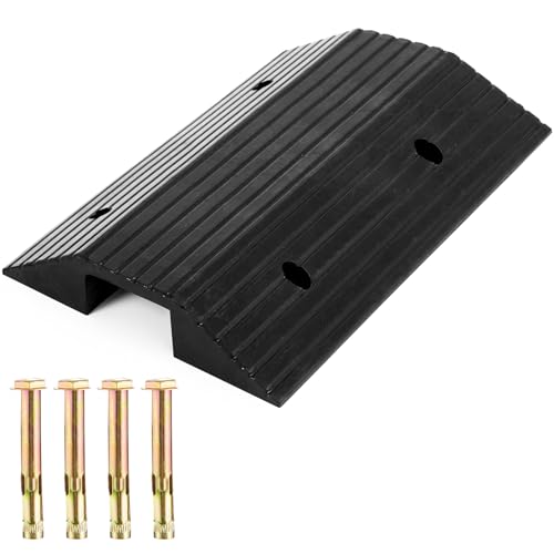 Kritkin Rubber Ramps for Doorways Bridge Threshold Wheelchair Ramp Non Slip for Home Walk in Shower Get in and Out of Houses for Baby Pet Stroller 600 Lbs Capacity (31.5 x 19.69 x 3.94 Inches)