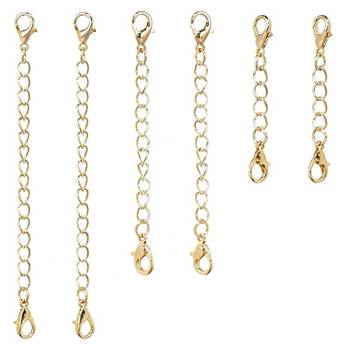 XIYING 6 Pcs Bracelet Extender Gold, Gold Chain Extender for Necklace, Safety Chain for Bracelet for DIY Jewelry Making of Necklace, Bracelets, Ankles