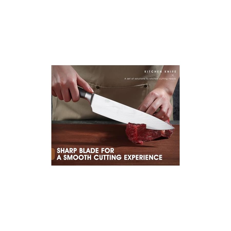 DRAGON-ROIT-Japanese-Knives-Set-Damascus-Pattern-Chef-Knife-Set-for-Kitchen-with-Roll-Bag-Sharp-14Pcs-Stainless-Kitchen-Knife-Set-Brown-Handle DRAGON ROIT Japanese Knives Set Damascus Pattern Chef Knife Set for Kitchen with Roll Bag, Sharp 14Pcs Stainless Kitchen Knife Set Brown Handle