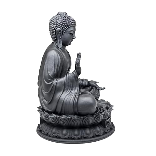 Image of MurtiHome Tian Tan Buddha Idol, Siddhartha Gautama The Shakyamuni Statue | 8 cm Tall Small Black Color Figure Made From UV Resin, Crafted by 3D Printer for Car Dashboard, Home, Office, Gift