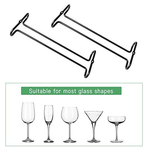 Milkary 4 Pack Steamware Wine Glass Hanging Rack, Metal Stemware Holder Storage Wall Mount Under Cabinet Kitchen Bar Pub, Black #TOP4