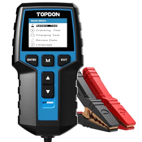 Topdon Car Battery Tester 12V 24V Load Tester, BT200 100-2000CCA Automotive Alternator Tester Digital Auto Battery Analyzer Charging Cranking System for Car Truck Motorcycle ATV SUV Boat Yacht