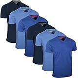 FULL TIME SPORTS 6 Pack Blau Sortiert V-Ausschnitt Tech T-Shirts (8) X-Large