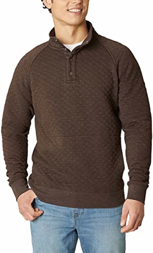 Eddie Bauer Mens Midweight Quarter Snap Mock Quilted Pullover (as1, Alpha, x_l, Regular, Regular, Brown)