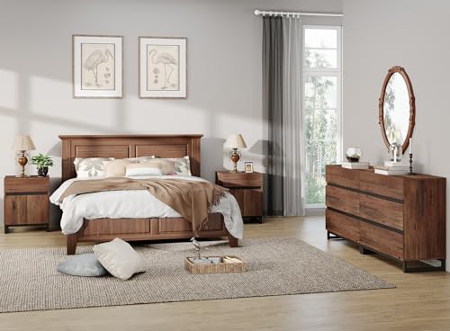 WAMPAT Dresser and Nightstand Set of 3, 63 Inches Dresser with 6...