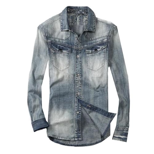 Veste en jean homme délavée outerwear distressed veste patched
