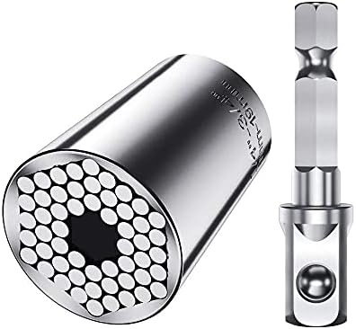 FIX-IT Universal Socket Wrench 7-19mm Multi-Function Fastener Universal Repair Tool, Power Drill Adapter Set, Self-Adjusts Professional Grip Socket Spanner with Power Drill Connector