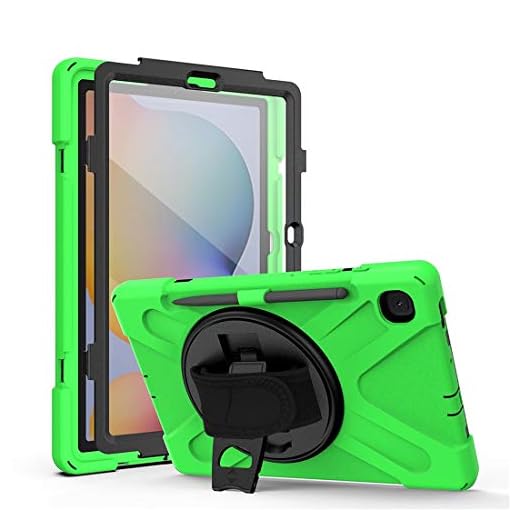 Tablettväska Series Tre-i-ett Splittertåligt Skal För Samsung S6 Lite 10.4 P610 / P615, Drop-Proof, Dammtät, 360 Graders Roterande Multifunktions Grip Bracket, Med Pen Slot Läsplatta PC Väska
