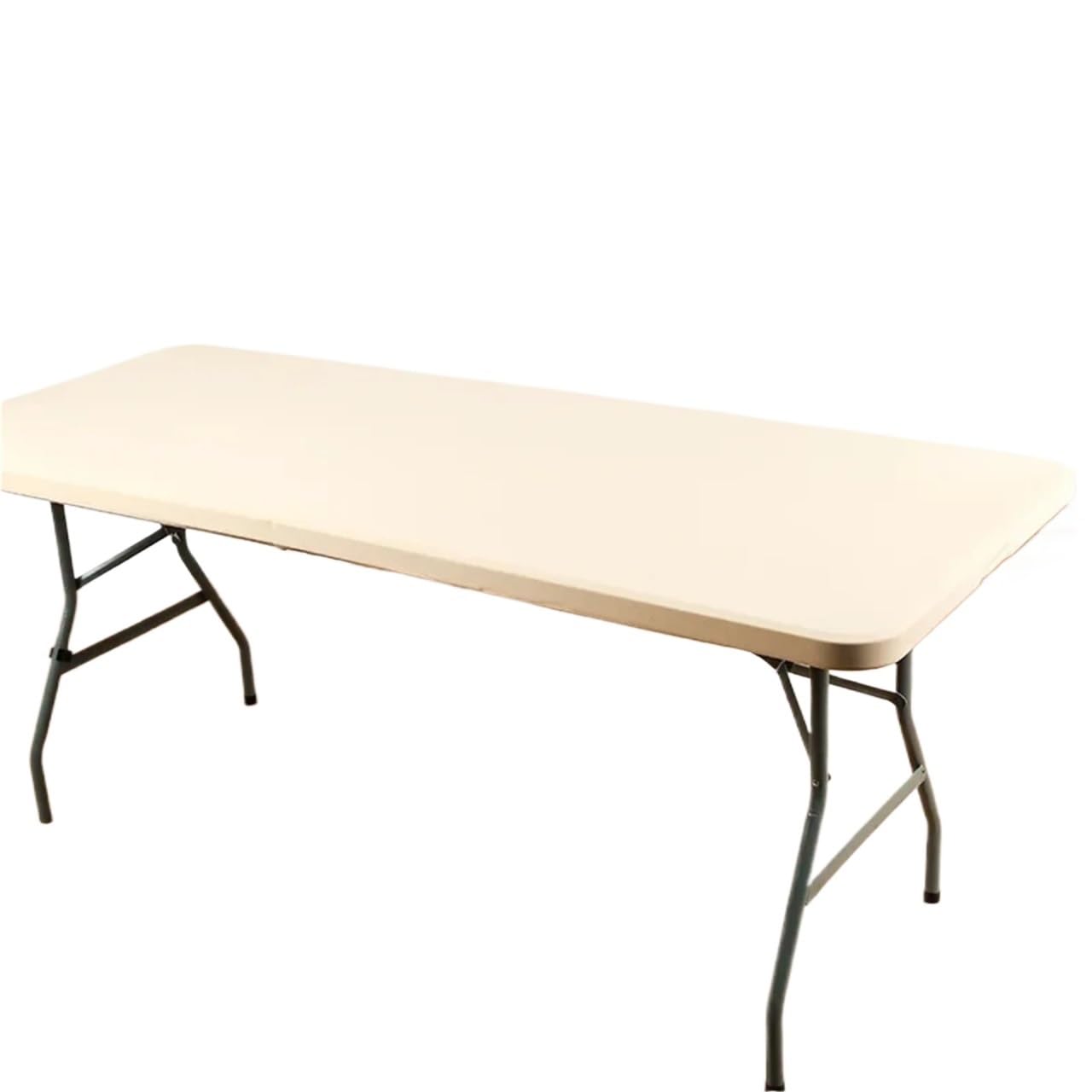 Vaeltor Rectangle Table Cloth, Elastic Fitted Fabric Tablecloth Fits For 6 Foot Folding Tables, Washable Cover For Picnic, Camping(Beige,4FT 122x60cm)