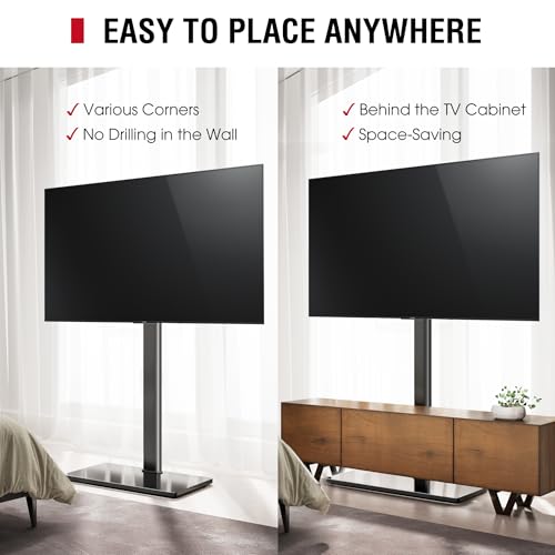 AOKCOS Floor TV Stand with Swivel Mount for 32 to 75 Inch TVs up to 110 lb, 10 Level Height Adjustable Tilting TV Floor Stand Space Saving, Tall TV Stand for Livingroom/Bedroom, MAX VESA 600x400mm by AOKCOS - Image 4