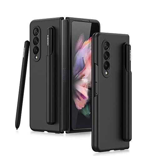 Coque Samsung Galaxy Z Fold 3 en silicone liquide noir avec fente stylo