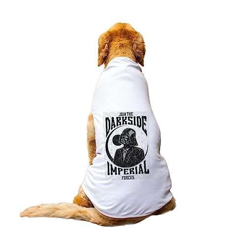Image of Dog T-Shirt Dark Round Neck Sleeveless Tank /Tee Comfort, Breathable, Lightweight Dog Clothes /Apparel for Small /Medium and Big Dogs Breeds.(White /L)