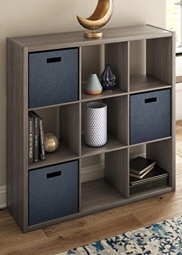 Image of ClosetMaid 4590 Heavy Duty Decorative Bookcase Open Back 9-Cube Storage Organizer in Graphite Gray with Hardware for Closet, Home, Office, or Toys